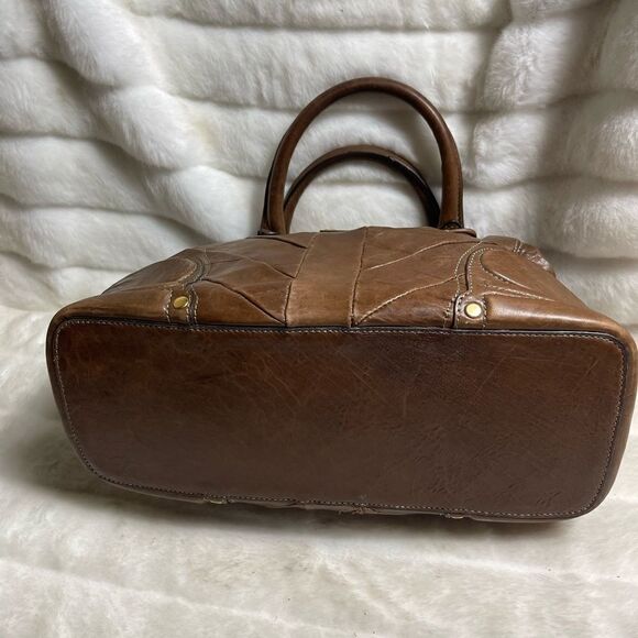 Vintage leather brown juicy Couture large satchel frame top crush lock . - Picture 10 of 16